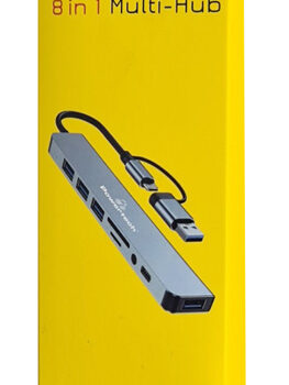 POWERTECH USB hub PTR-0151 με card reader, 8 θυρών, USB & USB-C, γκρι 3 USB & USB-C