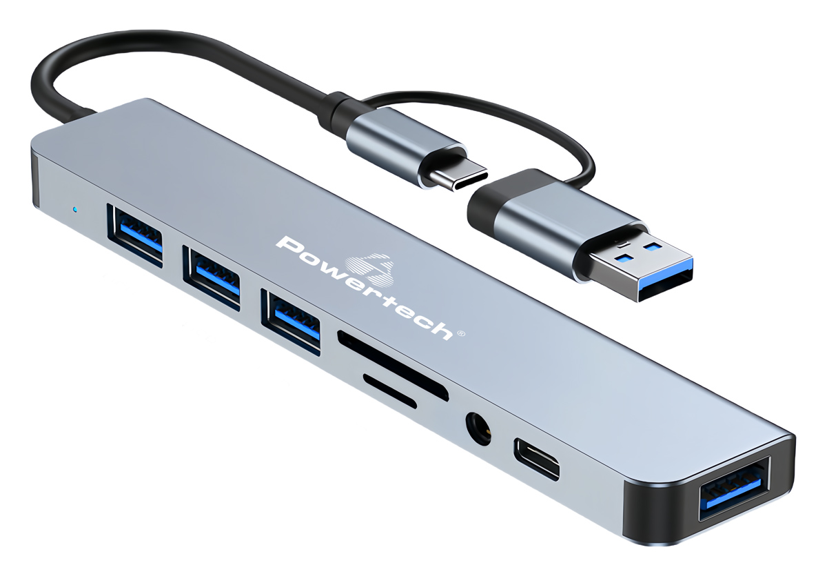 POWERTECH USB hub PTR-0151 με card reader POWERTECH USB hub PTR-0151 με card reader