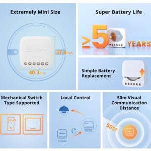 SONOFF smart διακόπτης S-MATE2, 3 κανάλια, μπαταρίας, λευκός 3 μπαταρίας