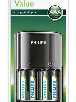 PHILIPS φορτιστής μπαταριών AA & AΑΑ NiMH SCB1450NB με 4x AAA, μαύρος 2 μαύρος