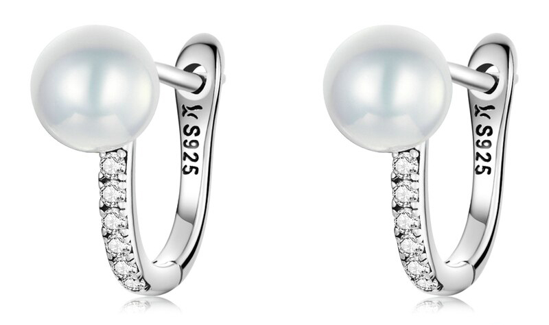 BAMOER σκουλαρίκια κρίκος SCE1288 με κυβική ζιρκόνια & πέρλα BAMOER σκουλαρίκια κρίκος SCE1288 με κυβική ζιρκόνια & πέρλα