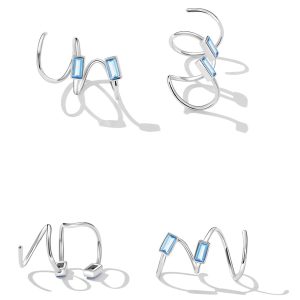 BAMOER σκουλαρίκια καρφωτά SCE1463 με κυβική ζιρκόνια, ασήμι 925, ασημί 3 ασημί
