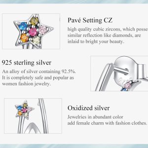 BAMOER σκουλαρίκια διπλοί κρίκοι SCE1480, κυβική ζιρκόνια, ασήμι 925 4 SCE1480 2