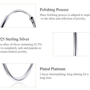 BAMOER σκουλαρίκια κρίκοι SCE710, 30mm, ασήμι 925, ασημί 3 ασήμι 925