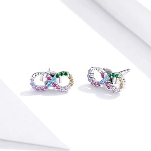 BAMOER σκουλαρίκια καρφωτά SCE893, κυβική ζιρκόνια, ασήμι 925, ασημί 3 ασήμι 925