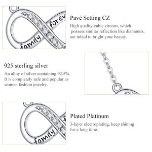 BAMOER κολιέ άπειρο SCN352 με κυβική ζιρκόνια, ασήμι 925, ασημί 4 SCN352 3