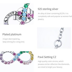 BAMOER κολιέ άπειρο SCN402 με κυβική ζιρκόνια, ασήμι 925, ασημί 4 SCN402 2