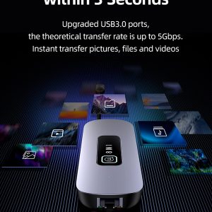 USAMS docking station US-SJ643, 8 θυρών, USB-C, 4K, 100W PD, LAN, γκρι 3 USB-C