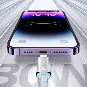 USAMS καλώδιο Lightning σε USB-C US-SJ659, 30W, 480Mbps, 1.2m, λευκό 3 480Mbps