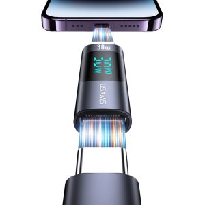 USAMS αντάπτορας Lightning σε USB-C US-SJ681 με οθόνη, 30W, γκρι 3 γκρι