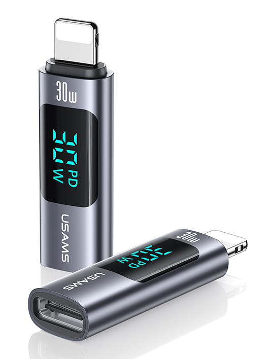 USAMS αντάπτορας Lightning σε USB-C US-SJ681 με οθόνη USAMS αντάπτορας Lightning σε USB-C US-SJ681 με οθόνη
