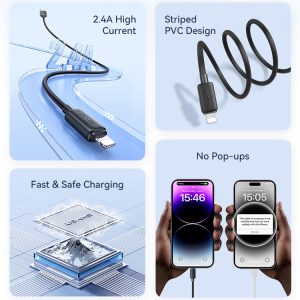 USAMS καλώδιο Lightning σε USB US-SJ689, 12W, 480Mbps, 1m, μαύρο 2 12W