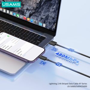 USAMS καλώδιο Lightning σε USB US-SJ689, 12W, 480Mbps, 1m, μαύρο 3 480Mbps