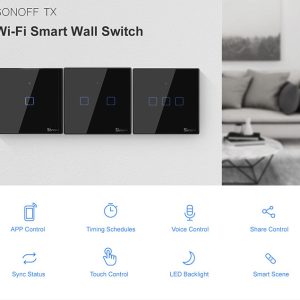 SONOFF smart διακόπτης ΤΧ-T3EU2C, αφής, Wi-Fi, διπλός, μαύρος 3 Wi-Fi