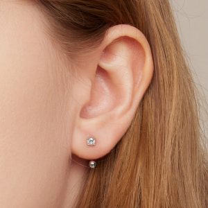 BAMOER σκουλαρίκια μπάρα VSE157-A, με κυβική ζιρκόνια, ασήμι 925, ασημί 4 ασημί