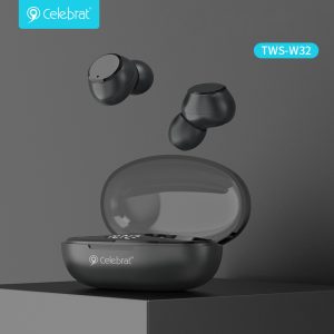 CELEBRAT earphones με θήκη φόρτισης TWS-W32, True Wireless, Φ8mm, μαύρα 3 Φ8mm