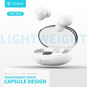 CELEBRAT earphones με θήκη φόρτισης TWS-W32, True Wireless, Φ8mm, μαύρα 4 μαύρα