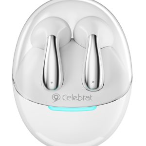 CELEBRAT earphones με θήκη φόρτισης W51, True Wireless, Φ13mm, λευκά 4 λευκά