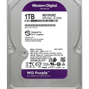 WD σκληρός δίσκος 3.5" Purple Surveillance 1TB, 256MB, 5400RPM, SATA III 1 WD σκληρός δίσκος 3.5" Purple Surveillance 1TB
