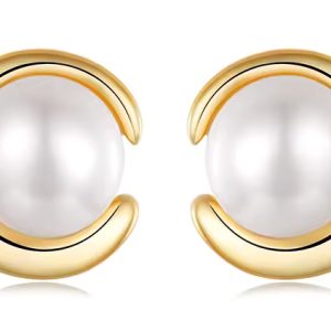 BAMOER σκουλαρίκια καρφωτά BSE1107 με λευκή πέρλα