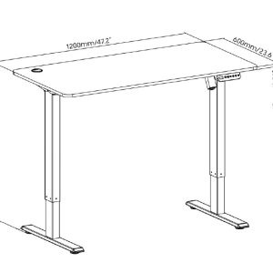 BRATECK ηλεκτρικό γραφείο S12-22RE-B με ρυθμιζόμενο ύψος, 120x60x72~114cm, μαύρο 3 μαύρο