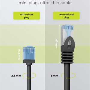 GOOBAY καλώδιο δικτύου 74230, CAT 6A U/UTP, slim, copper, 500MHz, 0.15m, μαύρο 3 slim