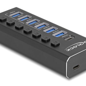 DELOCK USB hub 64326 με διακόπτες, 7x θυρών, 10Gbps, USB/USB-C σύνδεση, μαύρο 3 10Gbps