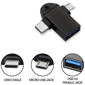 POWERTECH αντάπτορας USB σε USB-C & micro USB CAB-UC090, 5Gbps, μαύρος 3 μαύρος