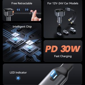 USAMS φορτιστής αυτοκινήτου US-CC219 καλώδιο USB-C/Lightning 30W, μαύρος 3 CC219CC01 2