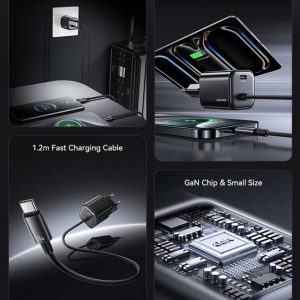 USAMS φορτιστής τοίχου CC264 με καλώδιο, USB-C, 30W, GaN, μαύρος 3 30W