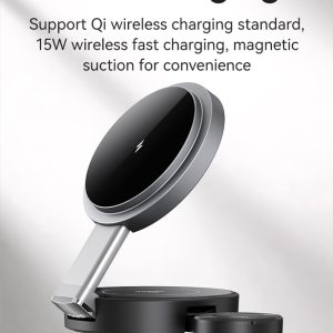 USAMS ασύρματος φορτιστής CD234, 3 σε 1, 15W, μαύρος 4 μαύρος