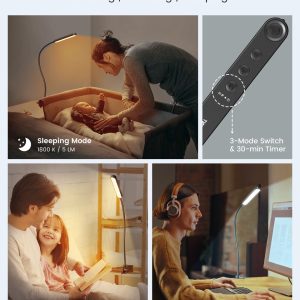 GLOCUSENT φωτιστικό γραφείου GLCSNTA1901 με κλιπ, τηλεχειριστήριο, έως 220lm, μαύρο 3 έως 220lm