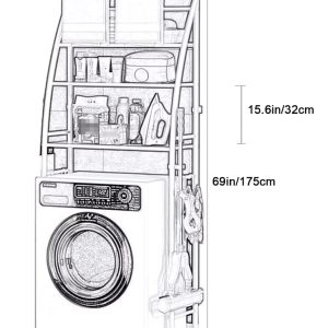 HOME USE ραφιέρα μπάνιου HUH-0222 με 3 ράφια, μεταλλική, 65x25x175cm, λευκή 4 λευκή