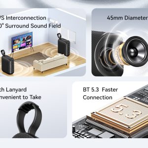 USAMS φορητό ηχείο YX015, 5W, Bluetooth, 1200mAh, μαύρο 3 Bluetooth