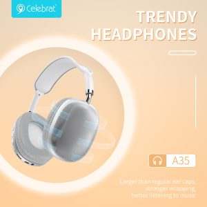 CELEBRAT headphones A35, ασύρματα & ενσύρματα, micro SD, 40mm, 200mAh, λευκά 3 micro SD