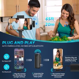 APEXEL ασύρματο μικρόφωνο APL-MIC013 με θήκη φόρτισης, Lightning, 2.4GHz, μαύρο 2 Lightning