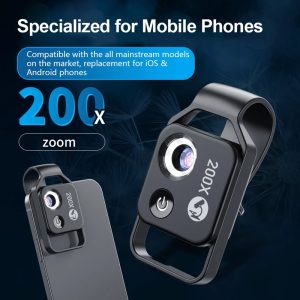 APEXEL φακός μικροσκόπιο APL-MS002 για smartphone κάμερα, 200x zoom, LED 2 200x zoom