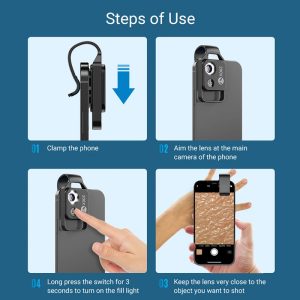 APEXEL φακός μικροσκόπιο APL-MS002 για smartphone κάμερα, 200x zoom, LED 3 LED