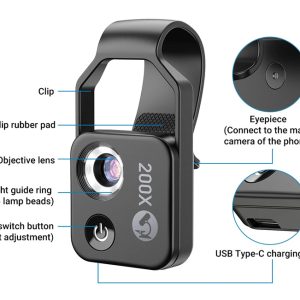 APEXEL φακός μικροσκόπιο APL-MS002 για smartphone κάμερα, 200x zoom, LED 4 APL MS002 3