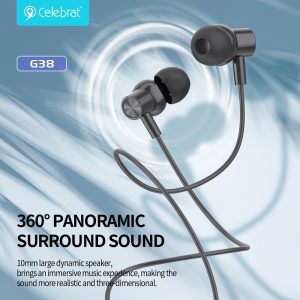 CELEBRAT earphones με μικρόφωνο G38, USB-C σύνδεση, 10mm, 1.2m, λευκά 4 1.2m