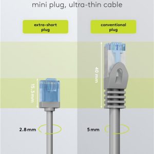 GOOBAY καλώδιο δικτύου 74226, CAT 6A U/UTP, slim, copper, 500MHz, 7.5m, γκρι 3 slim
