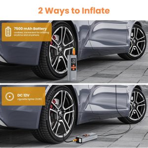 NEXPOW συμπιεστής αέρος αυτοκινήτου MS22C-003 με φακό, 7500mAh, 150PSI 2 7500mAh
