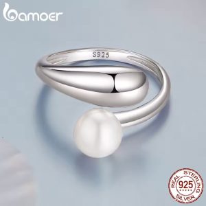 BAMOER δαχτυλίδι BSR662-E με πέρλα, ανοιγόμενο, ασήμι 925, ασημί 3 ασήμι 925