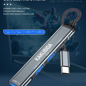KAKUSIGA USB hub KSC-1417, 4x θυρών, USB 3.0, 5Gbps, USB-C σύνδεση, γκρι 4 5Gbps