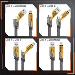 POWERTECH καλώδιο USB-C/USB σε USB-C/Lightning PTR-0164, 65W, 480Mbps, 1m, μαύρο 3 480Mbps