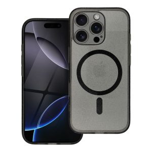 CLEAR MAG COVER case with camera protection compatible with MagSafe for IPHONE 14 PRO black glitter