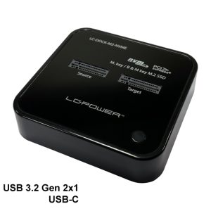 LC-POWER DOCKING STATION FOR TWO NVME-M2 SSD USB3.2