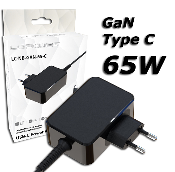 LC-POWER GaN USB-C NOTEBOOK ADAPTER 5-20V 3-3.25A 65W LC-POWER GaN USB-C NOTEBOOK ADAPTER 5-20V 3-3.25A 65W
