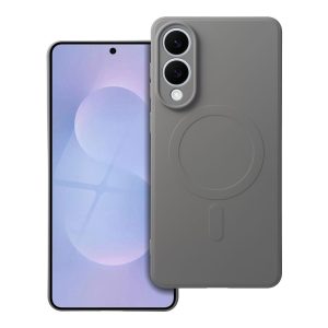 Case for Samsung S25 EDGE Silicone Mag Cover compatible with MagSafe (camera protection) grey titatnium
