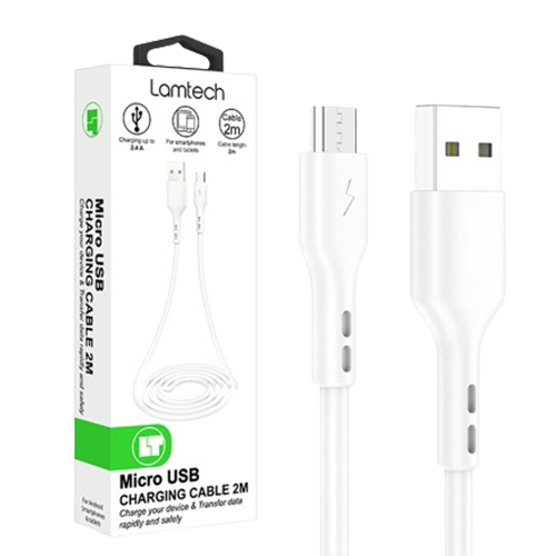 LAMTECH DATACABLE MICRO USB 2m WHITE LAMTECH DATACABLE MICRO USB 2m WHITE